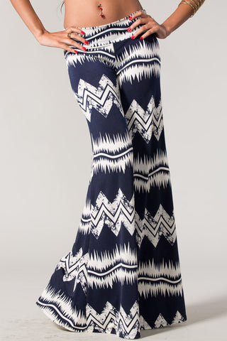 Fashionably Desired Print Bottoms-Navy