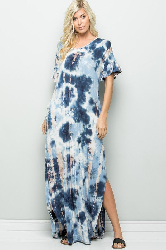 Everyday Tie-Dye Maxi Dress-Blue