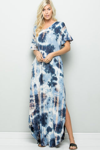 Everyday Tie-Dye Maxi Dress-Blue