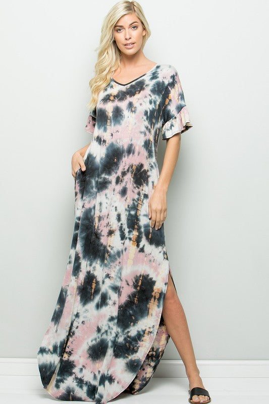 Everyday Tie-Dye Maxi Dress-Mauve
