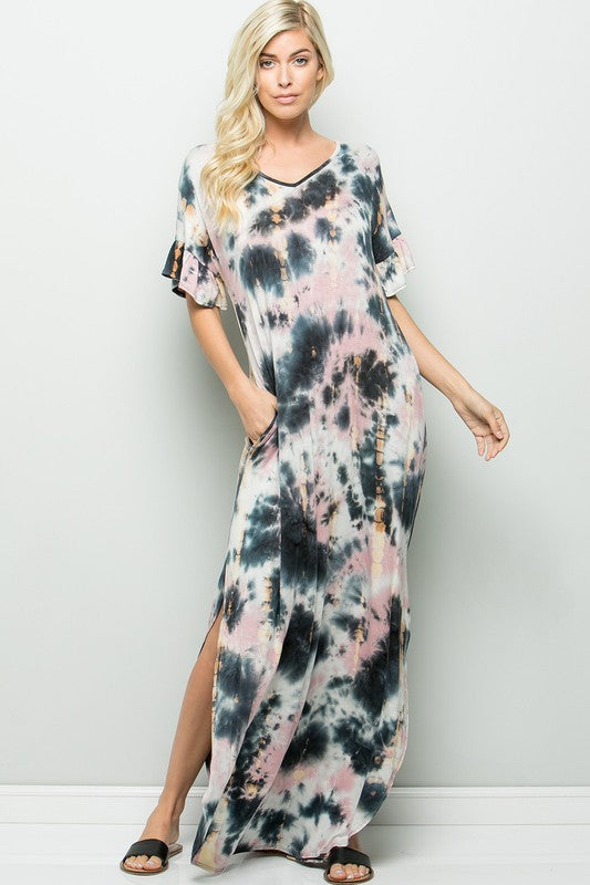 Everyday Tie-Dye Maxi Dress-Mauve