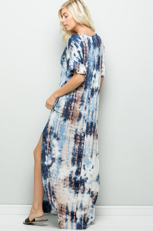 Everyday Tie-Dye Maxi Dress-Blue