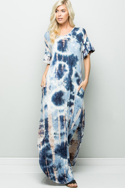 Everyday Tie-Dye Maxi Dress-Blue