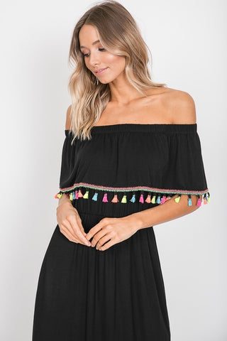 Milana Off Shoulder Maxi Dress-Black