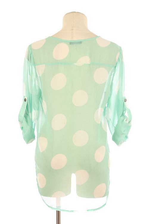 Back To Polka Dots Top-Navy