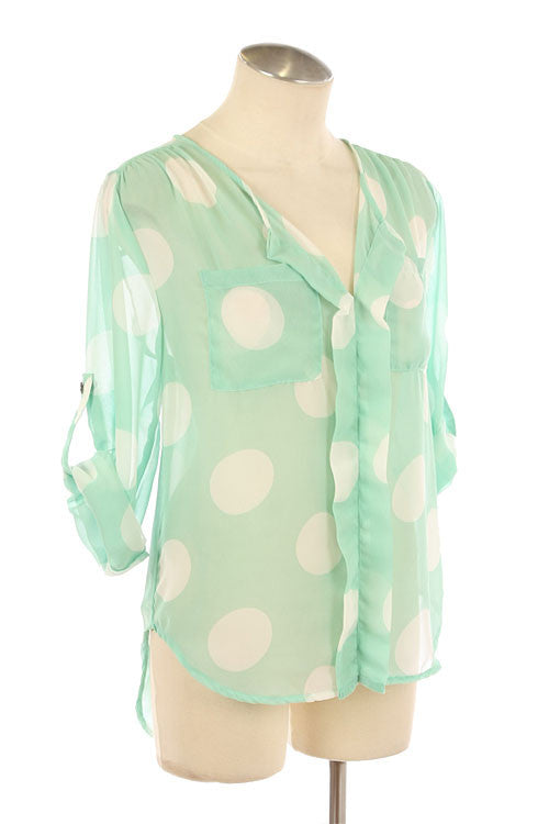 Back To Polka Dots Top-Navy