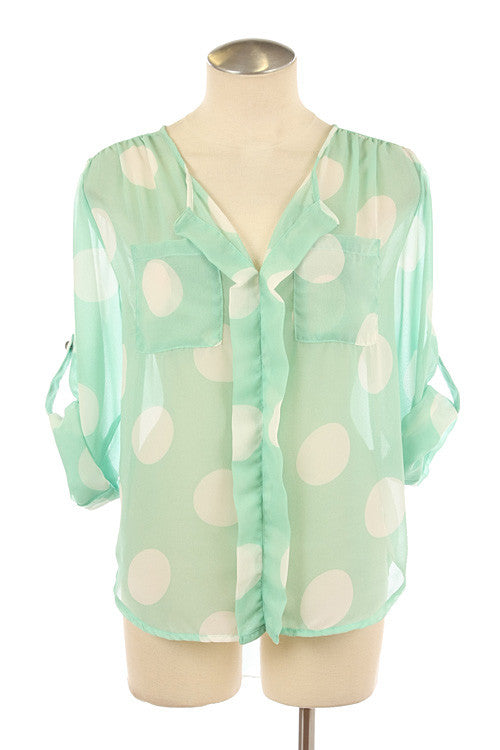 Back To Polka Dots Top-Navy