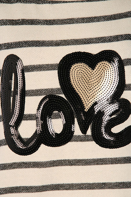 Love Striped Print Top