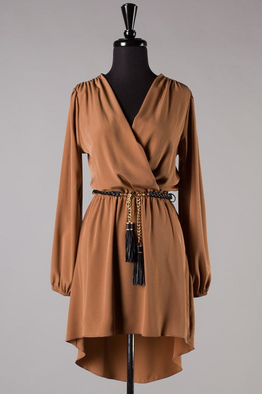 Long Sleeve Belted Dress