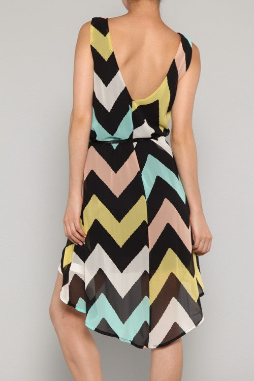 Color Me Pretty Chevron Dress With Belt
