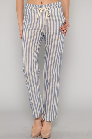 Lets Get This Straight Striped Blue Pants