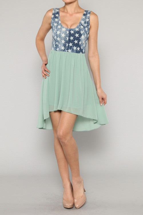 Twinkle Glamour Star Denim Sage Dress