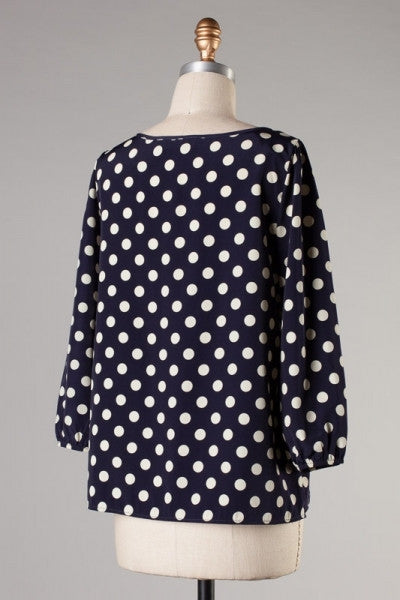 Navy Blue Polka Dot Top
