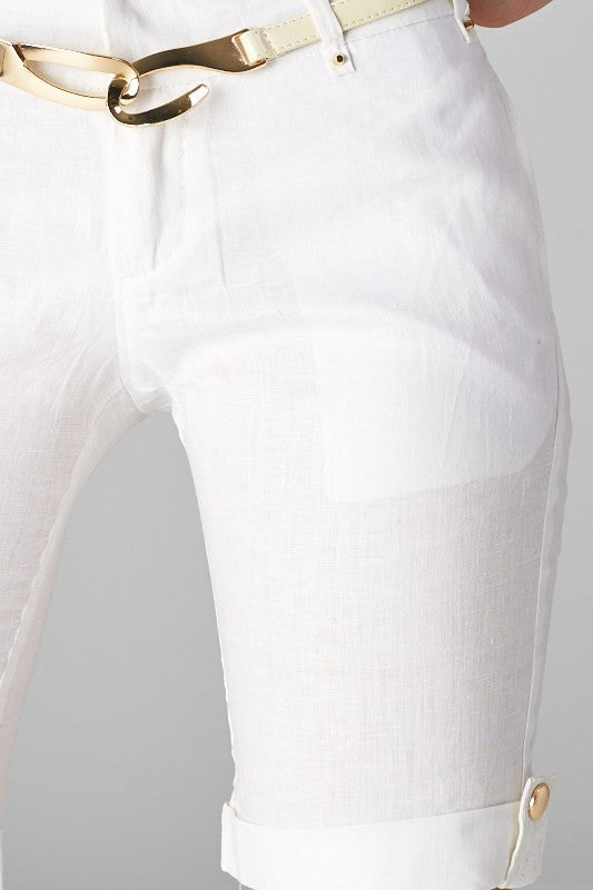 Lets Be Happy White Shorts