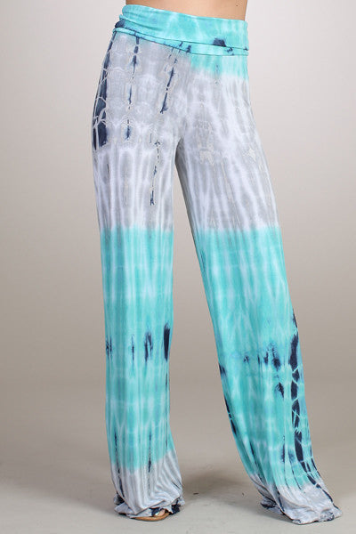 Cloudy Skies Print Bottoms-Aqua