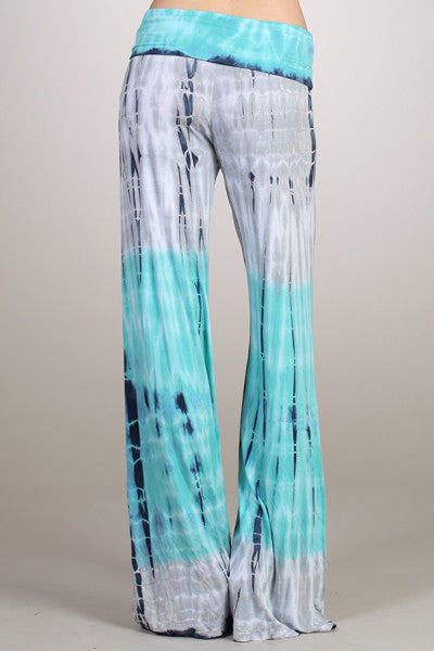 Cloudy Skies Print Bottoms-Aqua