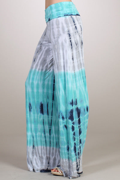 Cloudy Skies Print Bottoms-Aqua