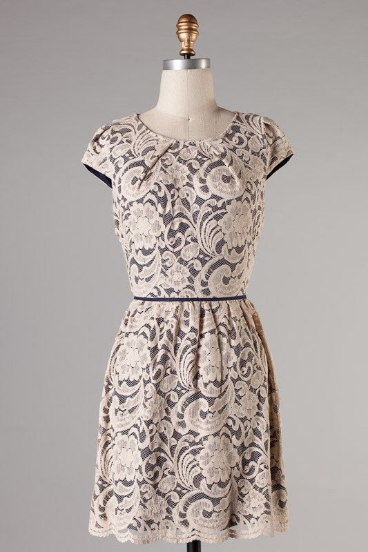 The Zooey Lace Dress- Taupe