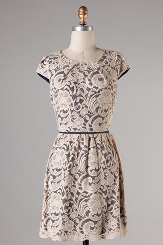 The Zooey Lace Dress- Taupe