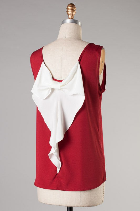 Flaunt Your Style Bow Top-Burgundy