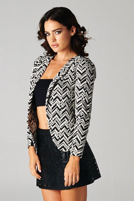 Textured Black And White Blazer
