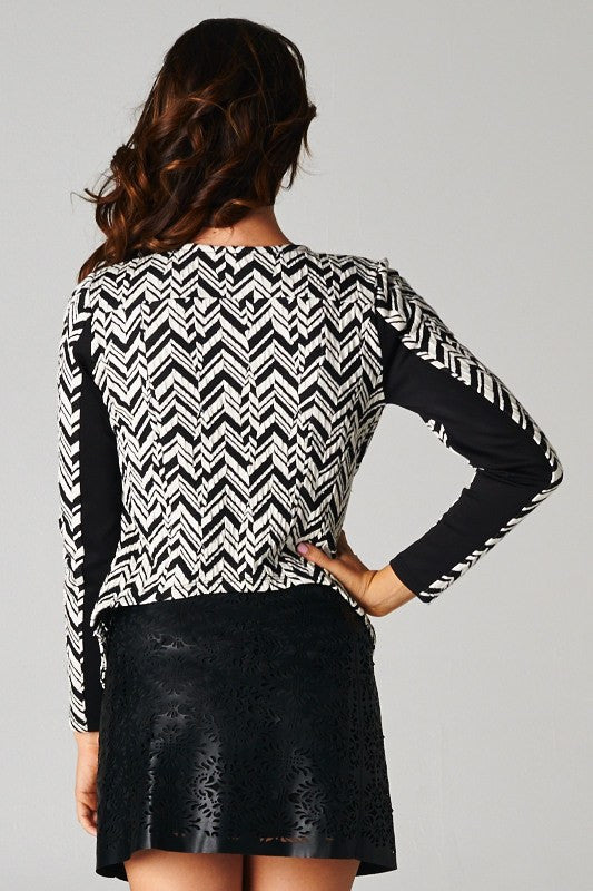 Textured Black And White Blazer