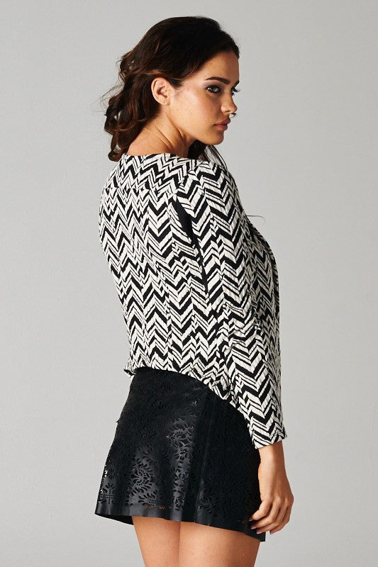 Textured Black And White Blazer