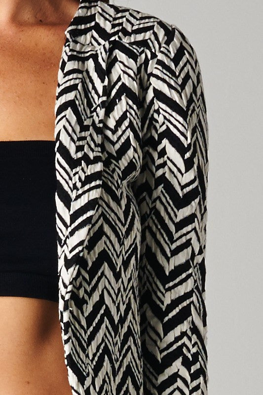 Textured Black And White Blazer