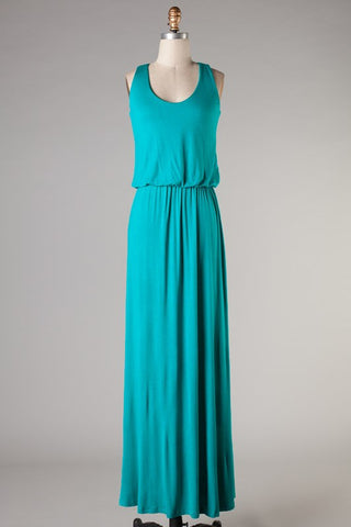 Keeping It Simple Maxi Dress-Turquoise