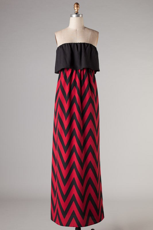Home Run Zigzag Dress-Ivory And Red