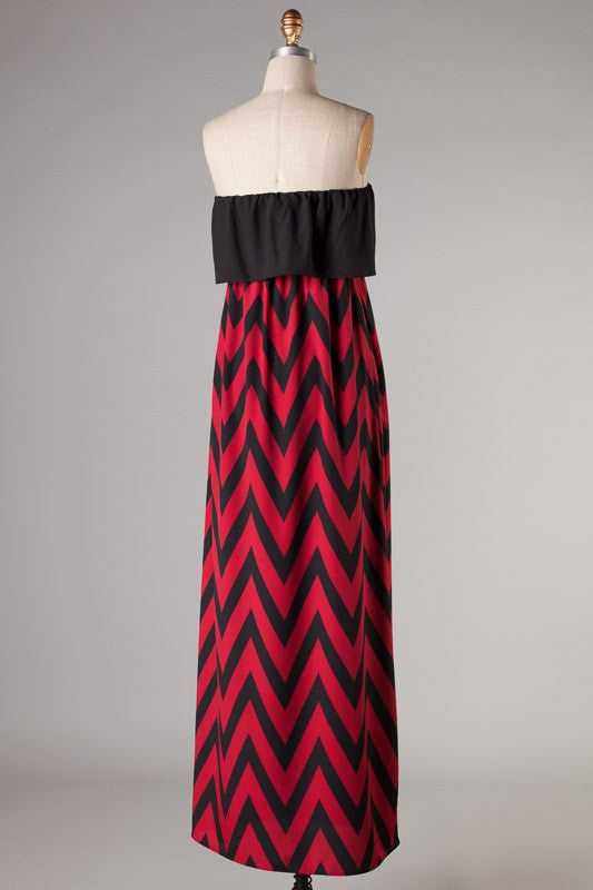 Home Run Zigzag Dress-Ivory And Red