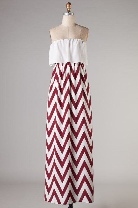 Home Run Zigzag Dress-Ivory And Red
