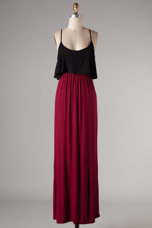 Secret Weapon Maxi Dress- Black And Red