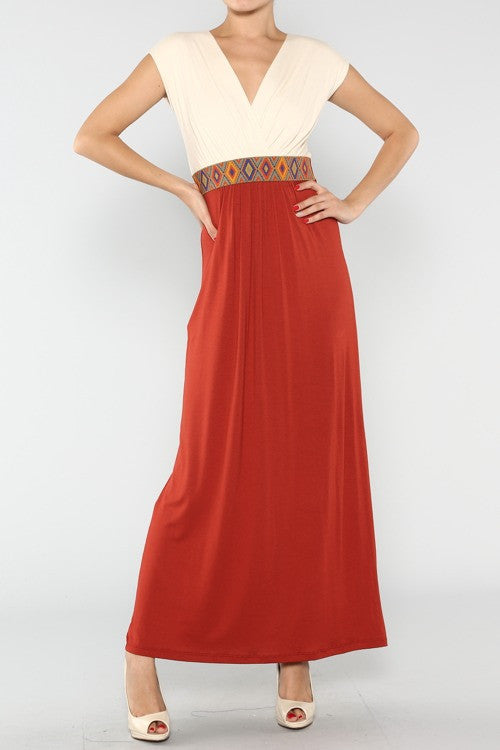 Hidden Treasure Maxi Dress-Rust
