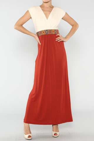 Hidden Treasure Maxi Dress-Rust