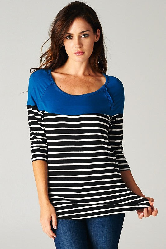 Study Abroad Striped Top-Blue