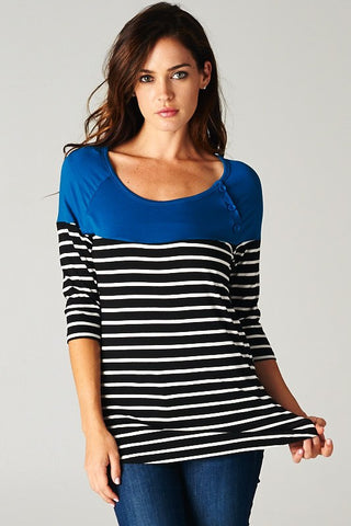 Study Abroad Striped Top-Blue