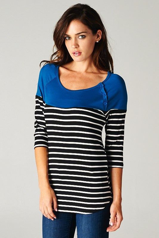 Study Abroad Striped Top-Blue