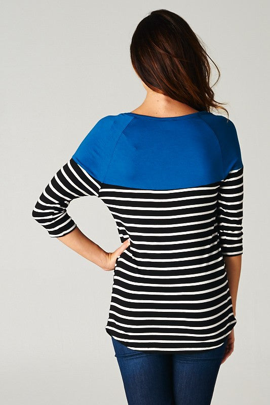 Study Abroad Striped Top-Blue