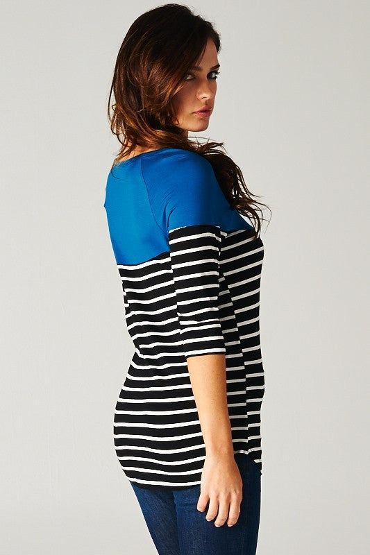 Study Abroad Striped Top-Blue