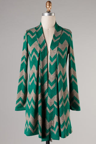 Your Own Adventure Zigzag Cardigan-Green
