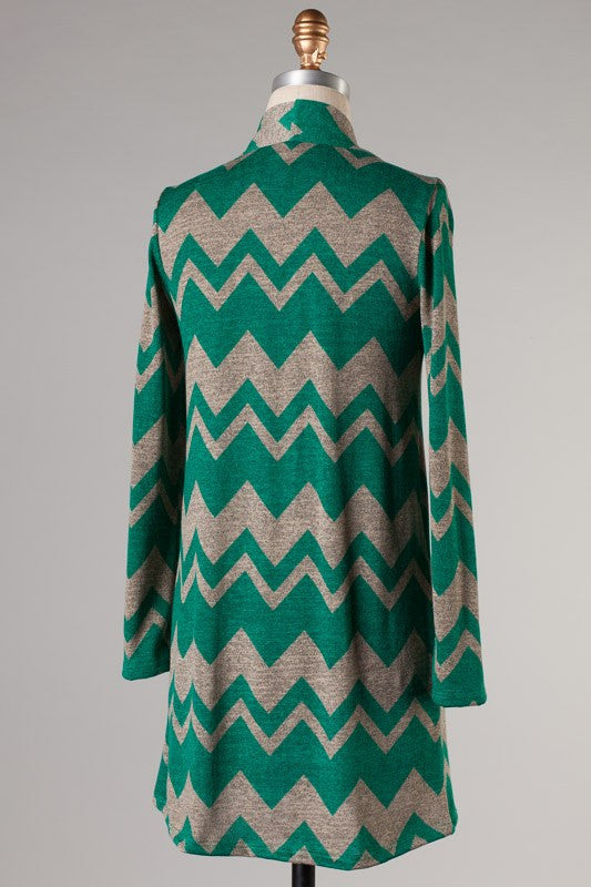 Your Own Adventure Zigzag Cardigan-Green