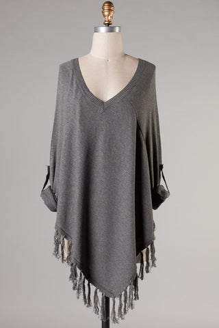 Walk In The Rain Sweater Poncho-Grey