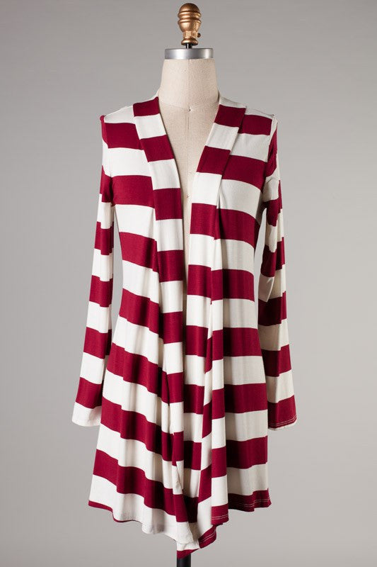 Out On The Patio Striped Cardigan-Black