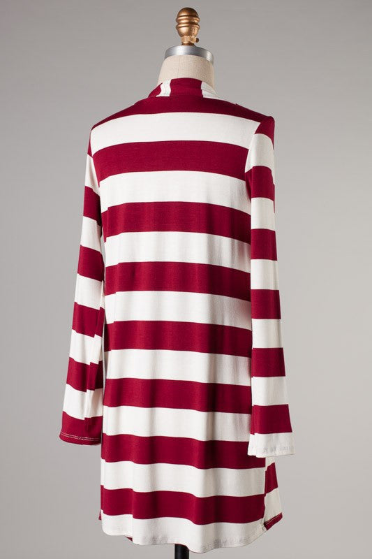 Out On The Patio Striped Cardigan-Black