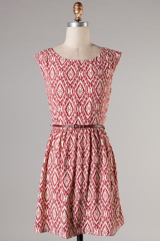 From Me To You Belted Dress-Burgundy