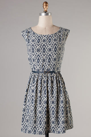 From Me To You Belted Dress-Navy