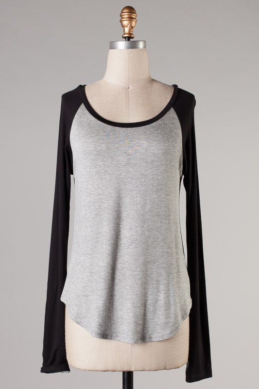 Casual Mix Top- Black Grey