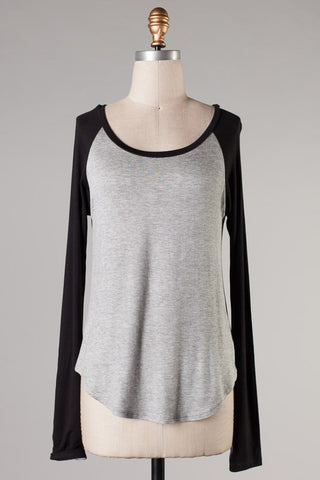 Casual Mix Top- Black Grey