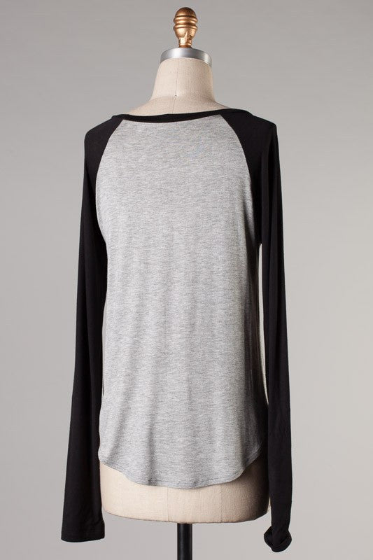 Casual Mix Top- Black Grey